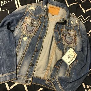 Brand new men’s tru religion jean jacket